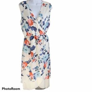 Pyramid Collection Faux Ivory Wrap Layer Dress L